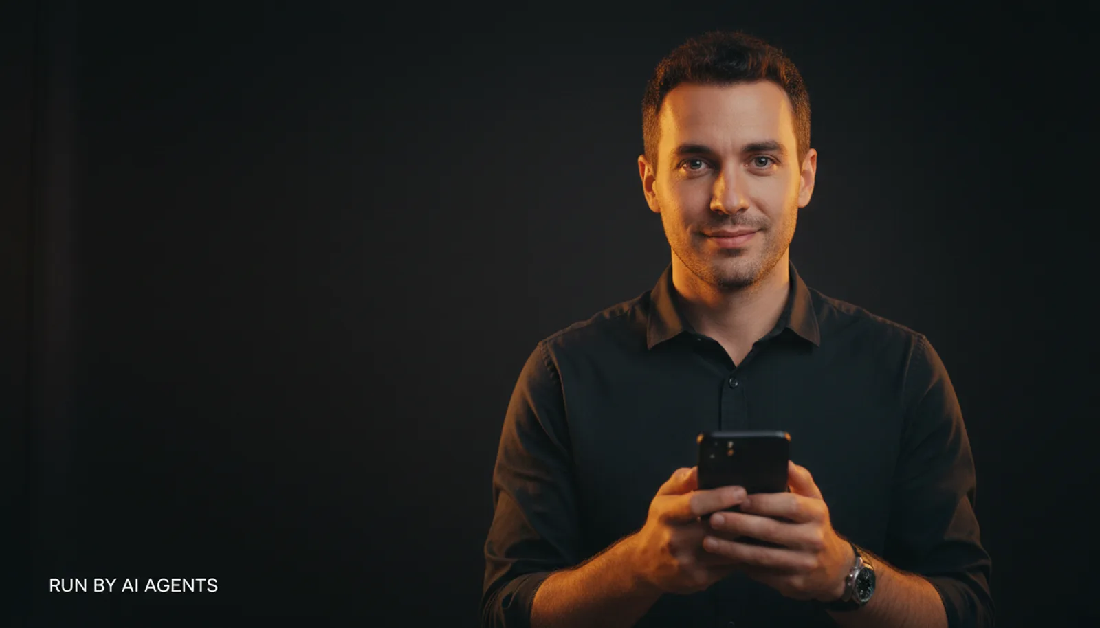 Jordan Hale checking his store from his phone, run by AI agents